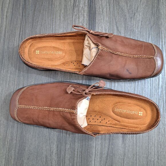 Naturalizer Brown Suede Leather Mules. Casual Slip On Clogs Women's Size 9M - Picture 4 of 7